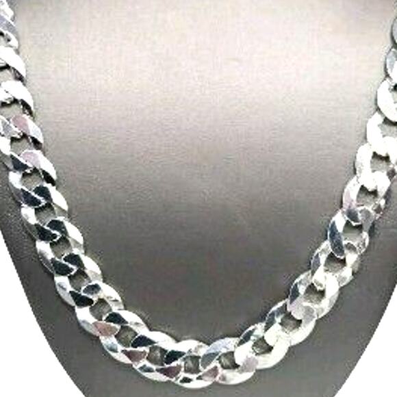 925 Sterling Silver Cuban Chain Necklace 26" - Picture 1 of 8